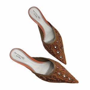 NEW Kohe Copper Jeweled Metallic Leather Mules 37
